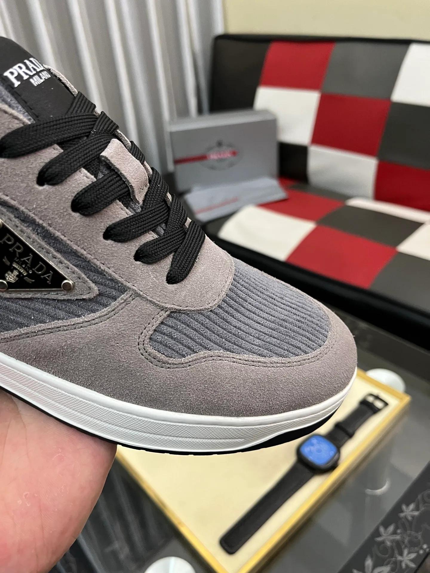 Men's shoes 💰380⌚️⌚️【PRADA】Prada casual shoes, originally developed 1:1, made of high-mercerized cowhide with imported cowhide, silk sheepskin lining, rubber outsole, comfortable and soft on the foot, size: 38-444️⃣Colors available